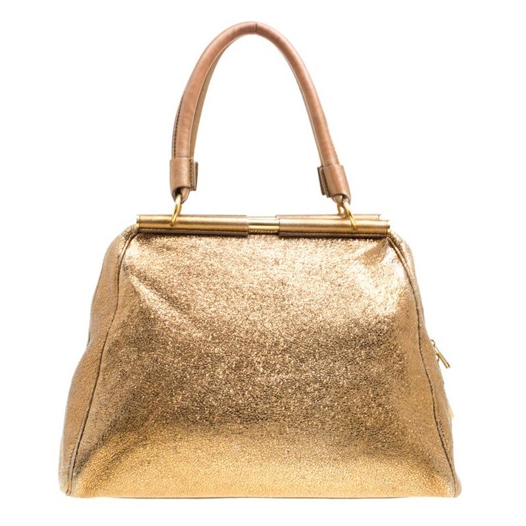 Saint Laurent Metallic Gold Leather Medium Majorelle Tote Bag For Sale ...