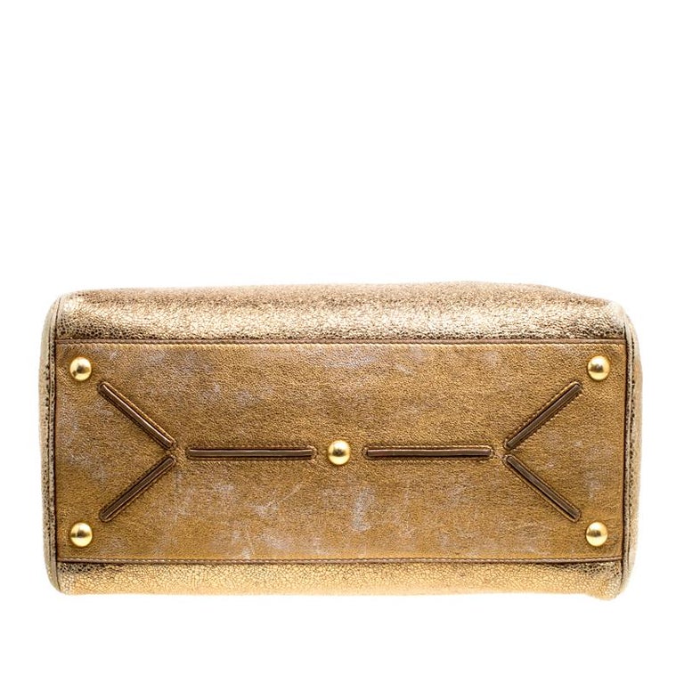 Saint Laurent Metallic Gold Leather Medium Majorelle Tote Bag For Sale