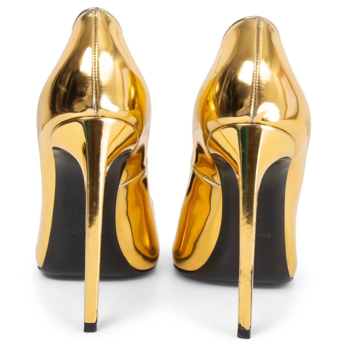 SAINT LAURENT Metallic Gold Leder PARIS spitz zulaufende Pumps mit spitzer Zehe Schuhe 39 Damen im Angebot