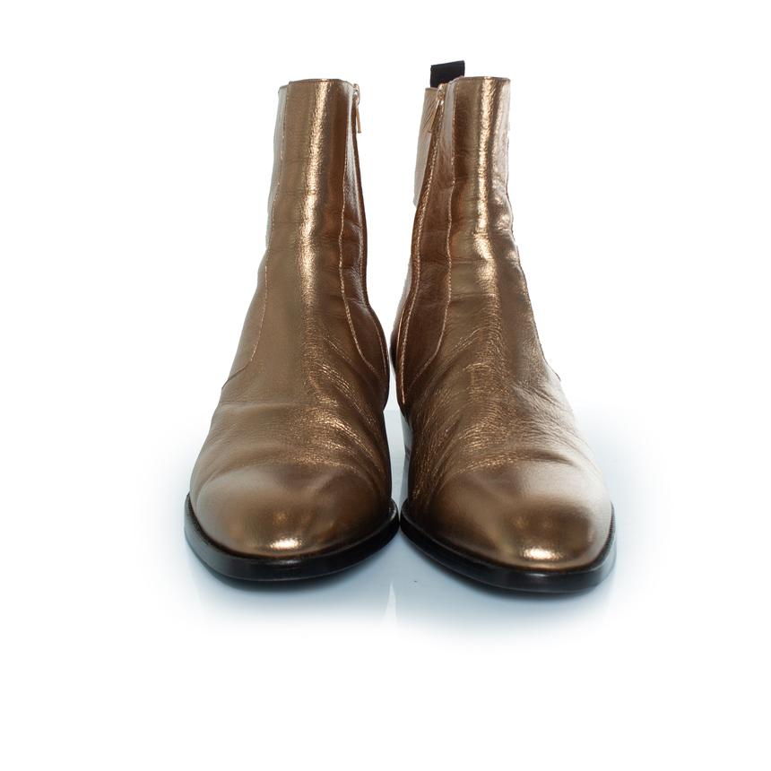 Saint Laurent, Bottes Wyatt or métallisé Excellent état - En vente à AMSTERDAM, NL