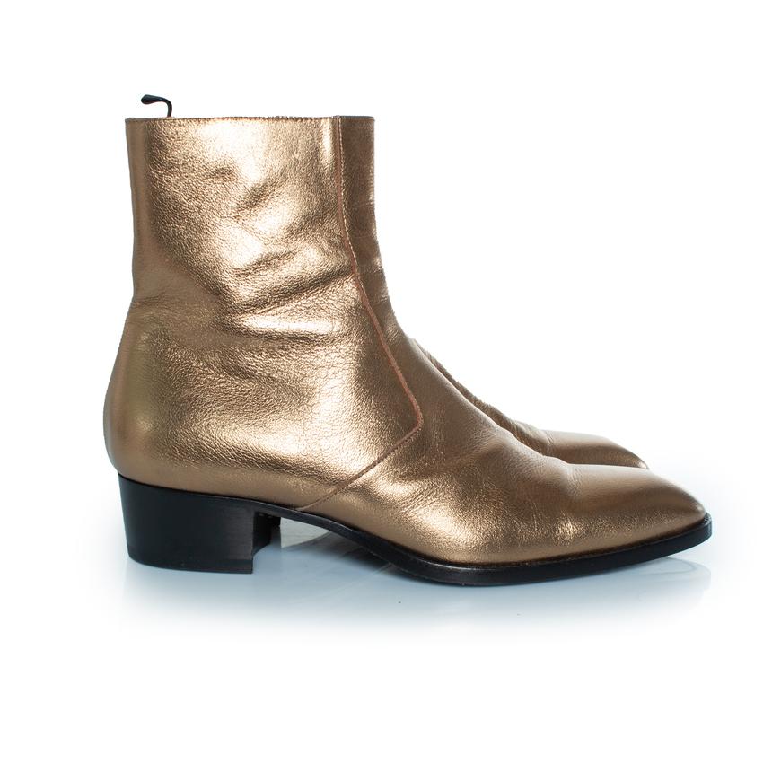Saint Laurent, Bottes Wyatt or métallisé Pour hommes en vente