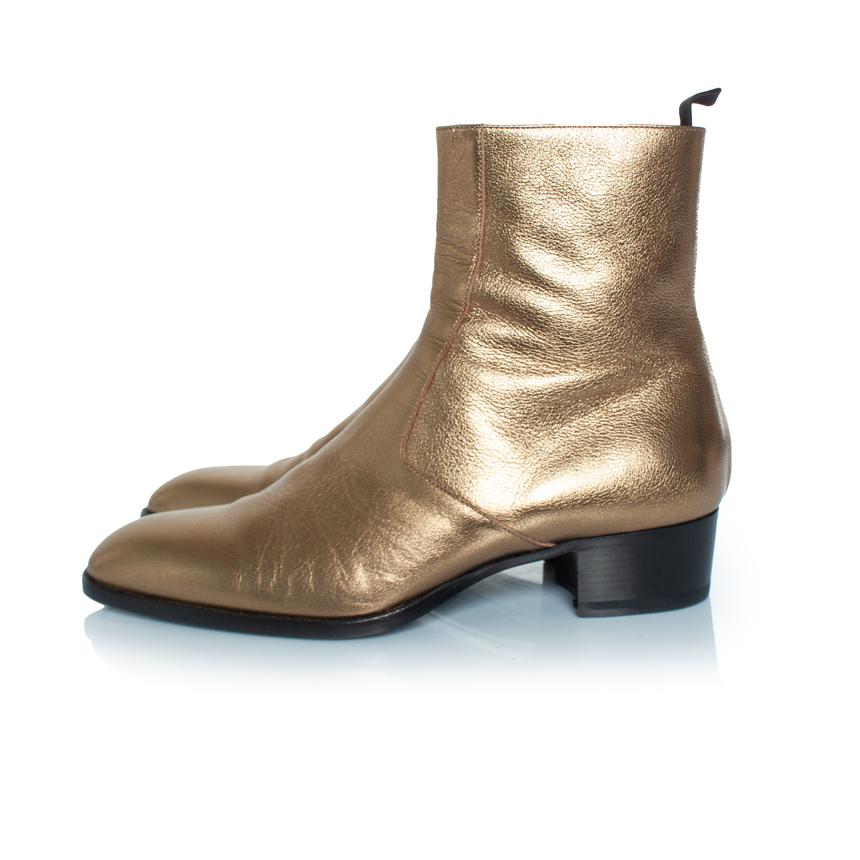 Saint Laurent, Bottes Wyatt or métallisé en vente 2