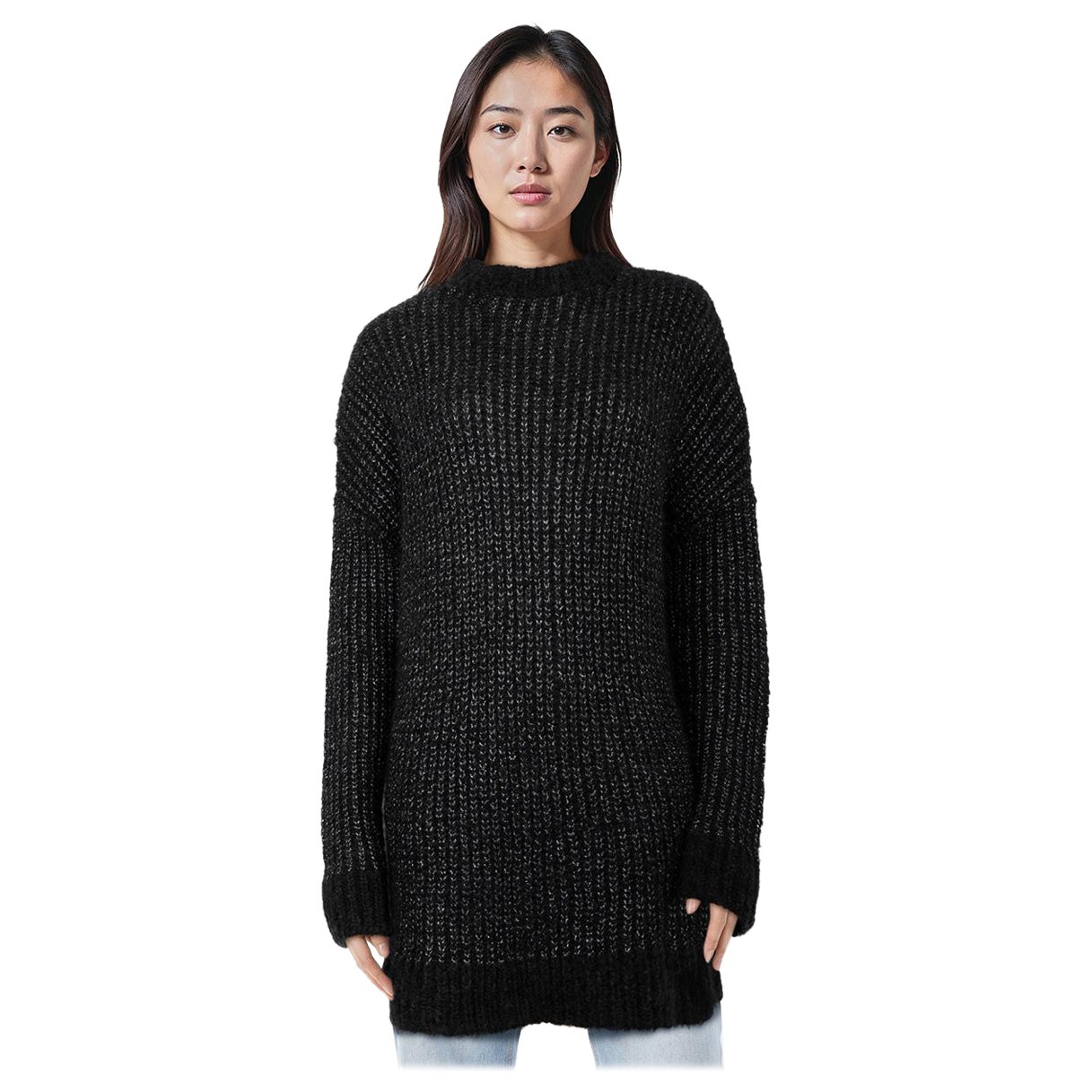 Saint Laurent Metallic Grey Mohair Knit Sweater Size XS