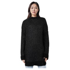 Saint Laurent Metallic Grey Mohair Knit Sweater Size XS