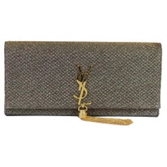 Saint Laurent Metallic Kate Monogramme Canvas Clutch