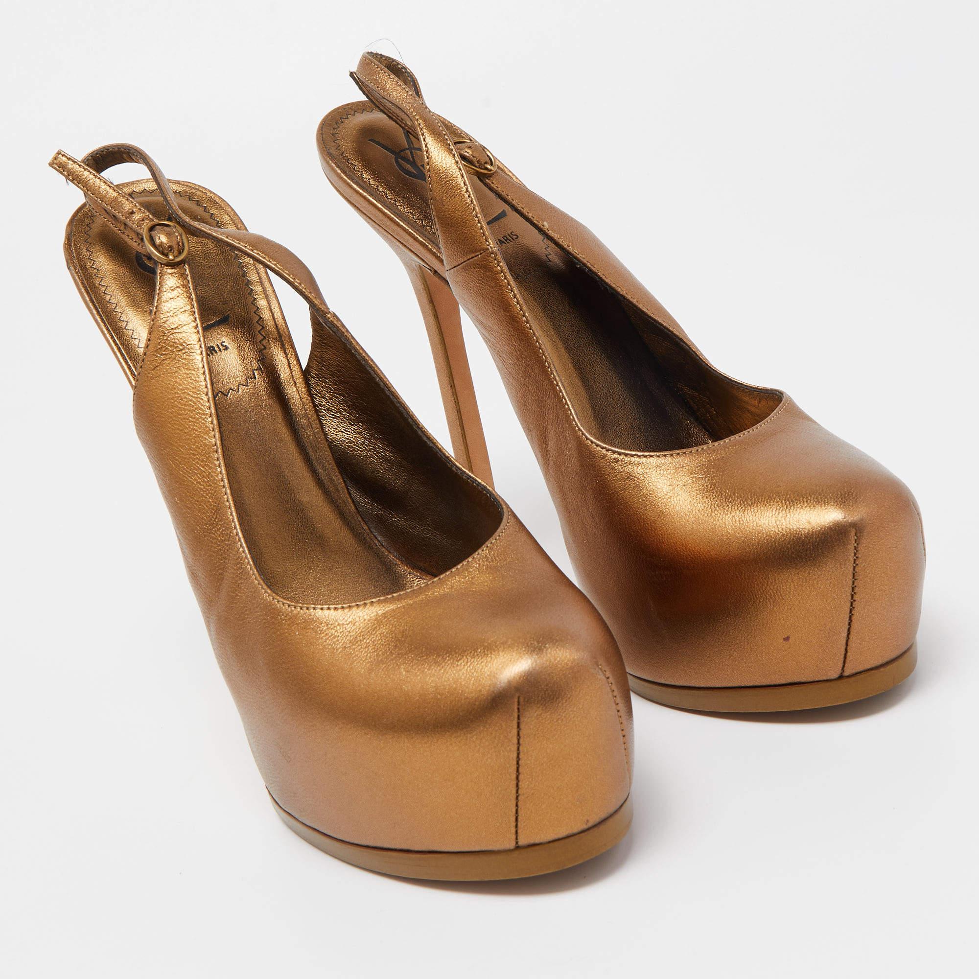Saint Laurent escarpins Tribtoo en cuir métallisé taille 38,5 Pour femmes en vente