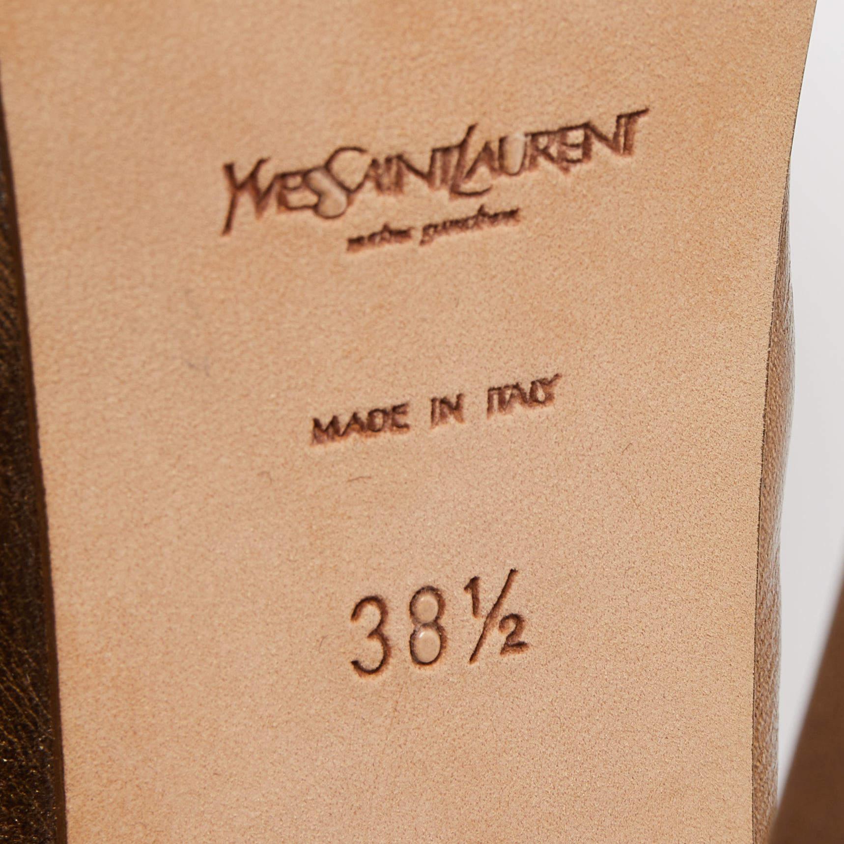 Saint Laurent escarpins Tribtoo en cuir métallisé taille 38,5 en vente 1