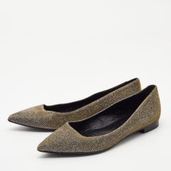 Saint Laurent Metallic Lurex Fabric Pointed Toe Ballet Flats Size 38.5