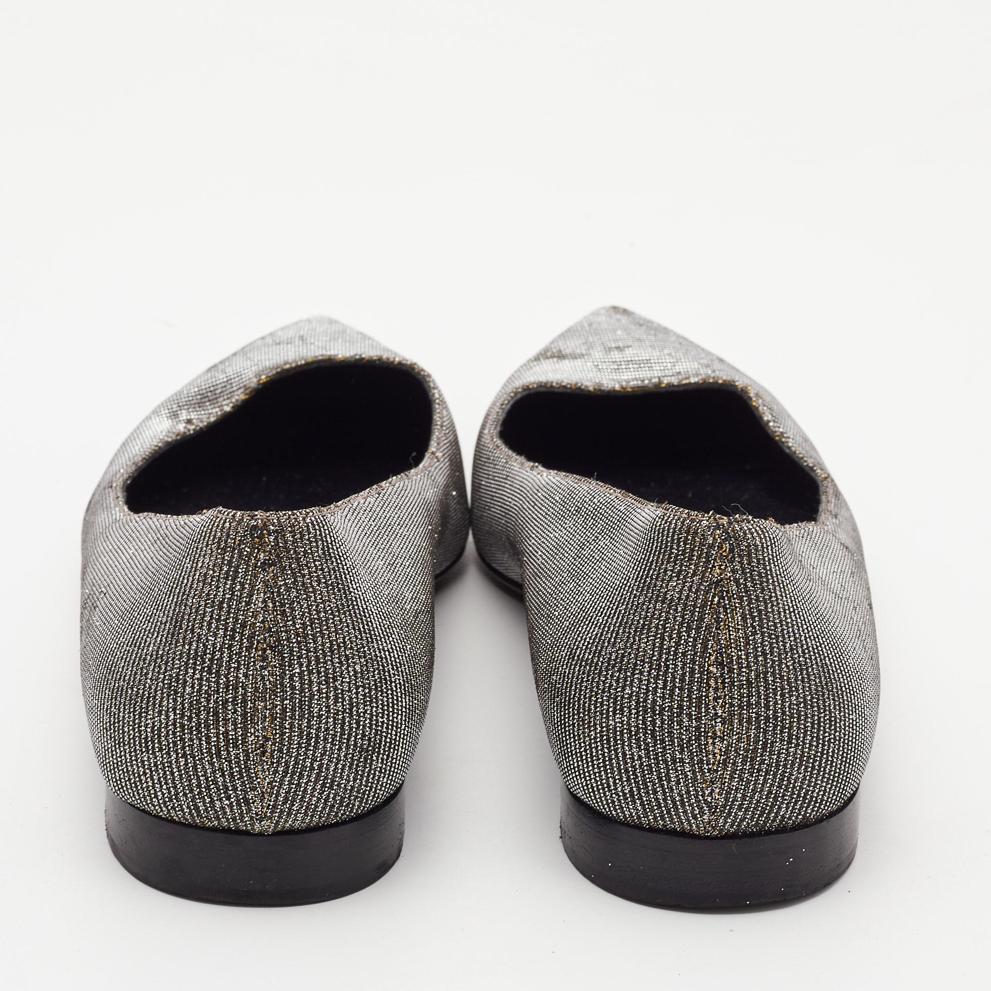 Saint Laurent - Ballerines à bout pointu en tissu lurex métallisé, taille 38,5 Pour femmes en vente