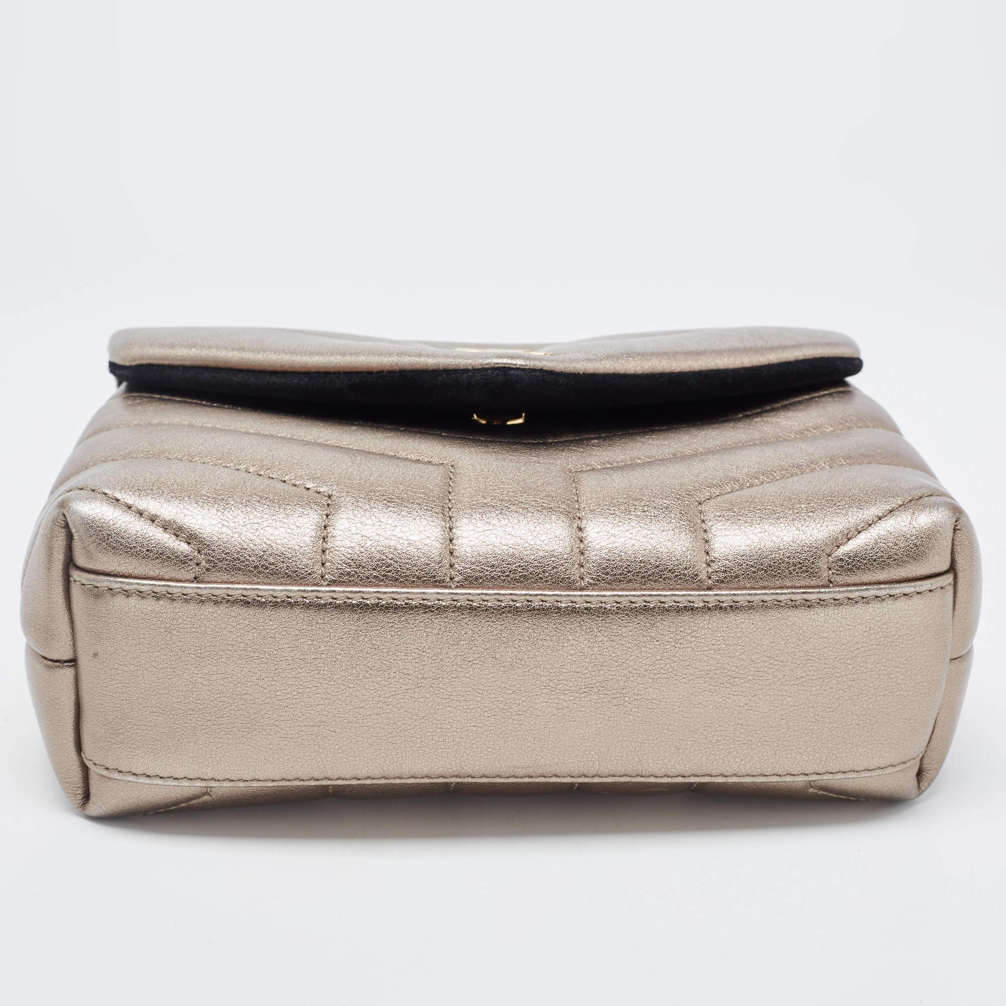 Women's Saint Laurent Metallic Matelassé Leather Toy Loulou Crossbody Bag