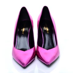 Saint Laurent Metallic Pink Leather "Kiki 85" Pointed Toe Pump Size 41