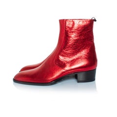Saint Laurent, Stivali Wyatt rosso metallizzato