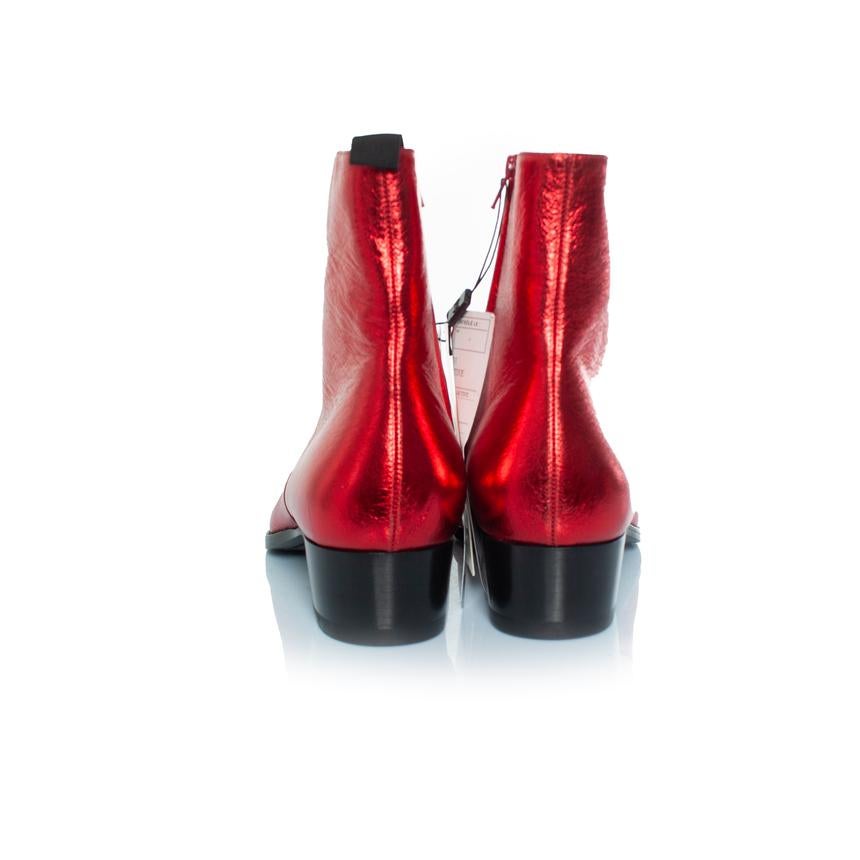 Saint Laurent, Stivali Wyatt rosso metallizzato in vendita 2