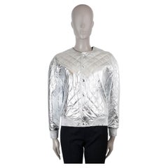 SAINT LAURENT metallic silver 2016 QUILTED LEATHER Jacket 36 XS