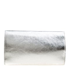 Saint Laurent Metallic Silver Belle De Jour Flap Clutch