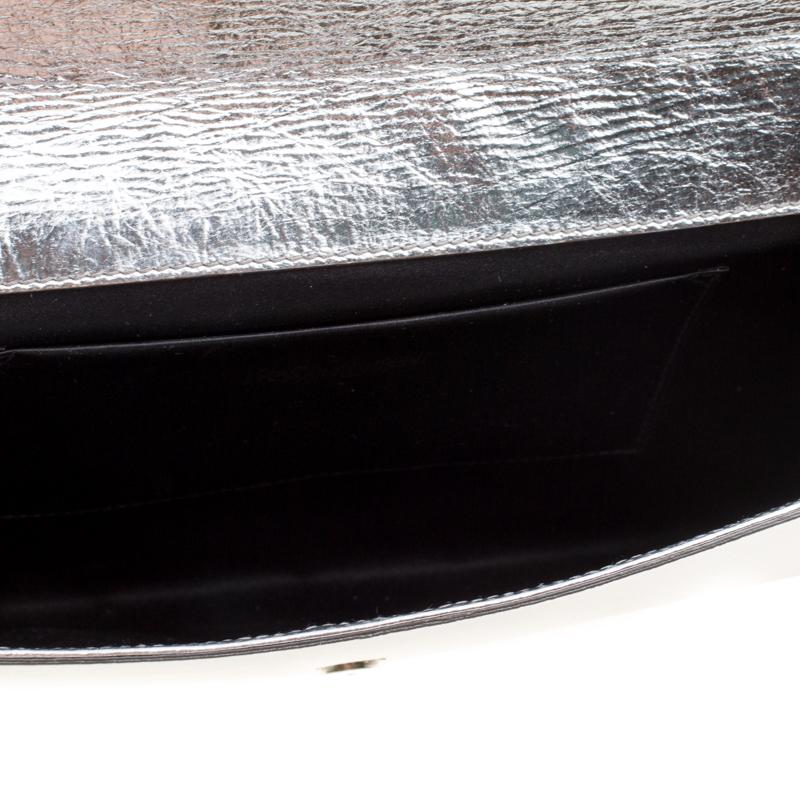 Women's Saint Laurent Metallic Silver Belle De Jour Flap Clutch