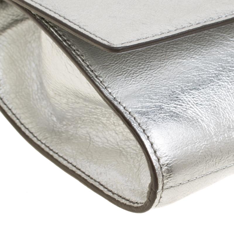 Saint Laurent Metallic Silver Belle De Jour Flap Clutch 2