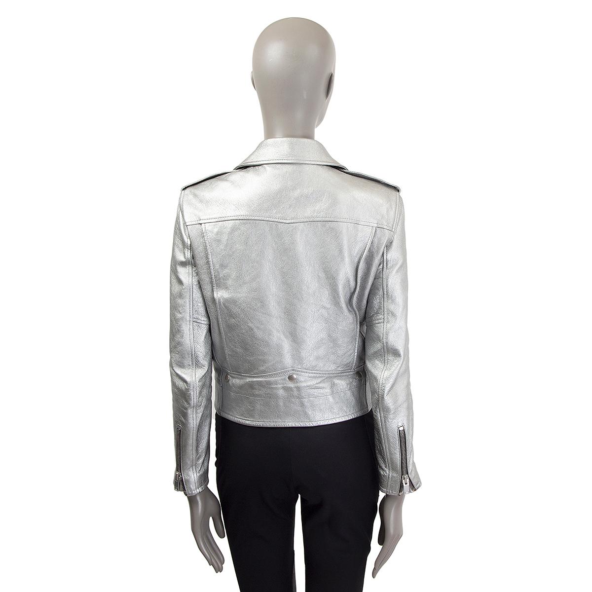 metallic silver leather jacket