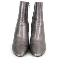 SAINT LAURENT metallic silver leather LOU ANKLE Boots Shoes 38.5