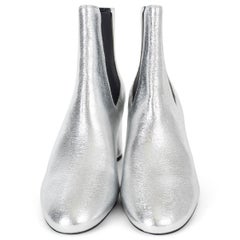 SAINT LAURENT metallic silver leather LOULOU 70 CHELSEA ANKLE Boots Shoes 39