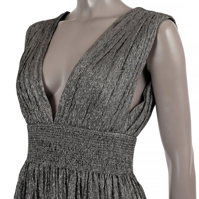 saint laurent silver dress Yves Saint Laurent silver sequined beaded gown, long sleeve silver dress YSL