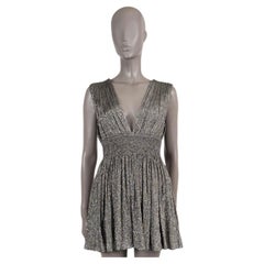 SAINT LAURENT metallic silver silk blend 2020 MINI Dress 38 S