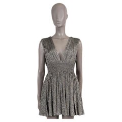 SAINT LAURENT Metallic Silber Seidenmischung 2020 MINI Kleid 38 S