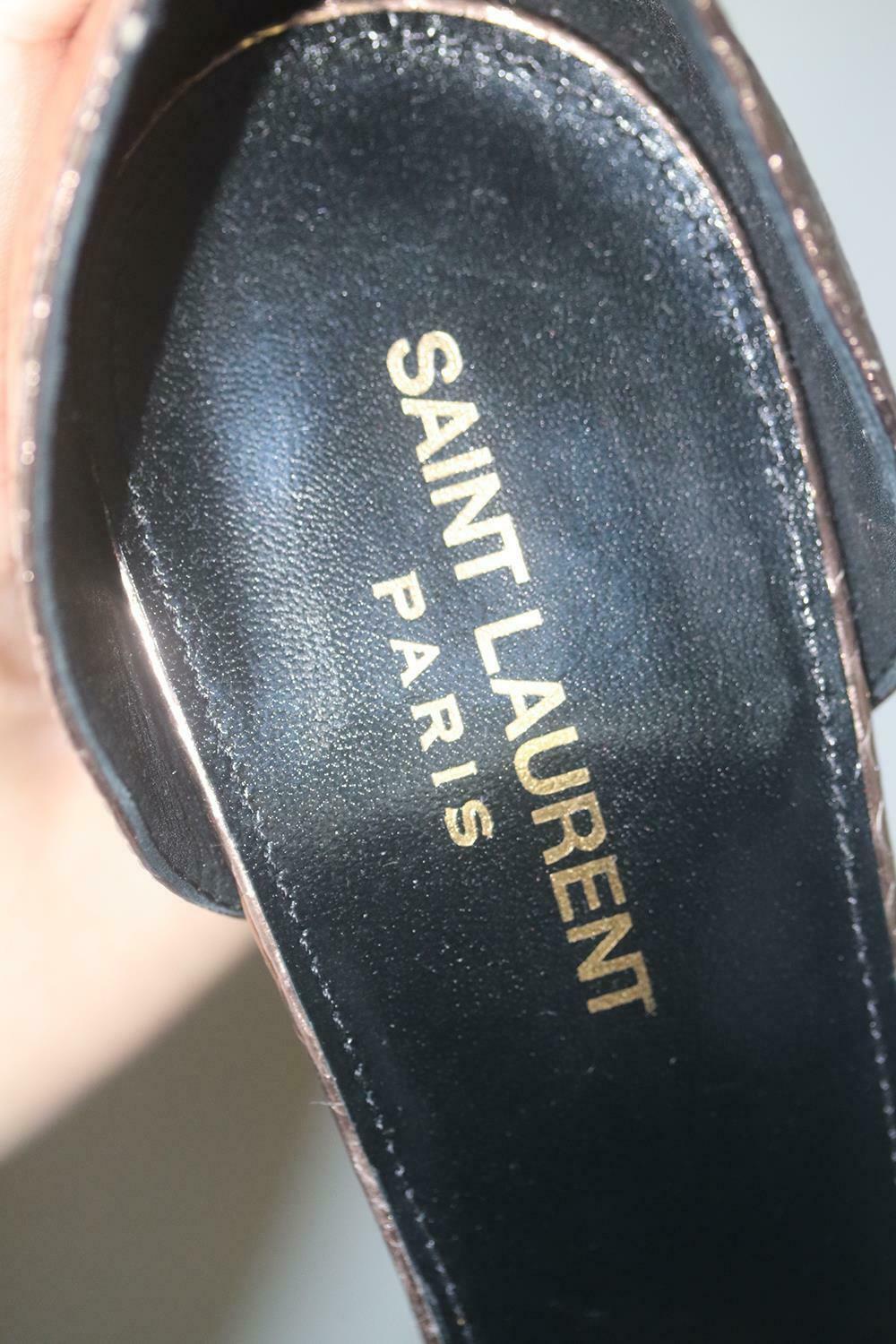 Saint Laurent Metallic Snake Effect Leather Platform Sandals 1