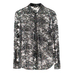 Saint Laurent Metallic Star-Print Sheer Blouse FR 40 / US 8
