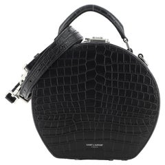 Saint Laurent Mica Hatbox Bag Crocodile Embossed Leather Small
