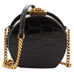 Saint Laurent Mica Hatbox Bag Crocodile Embossed Patent Mini