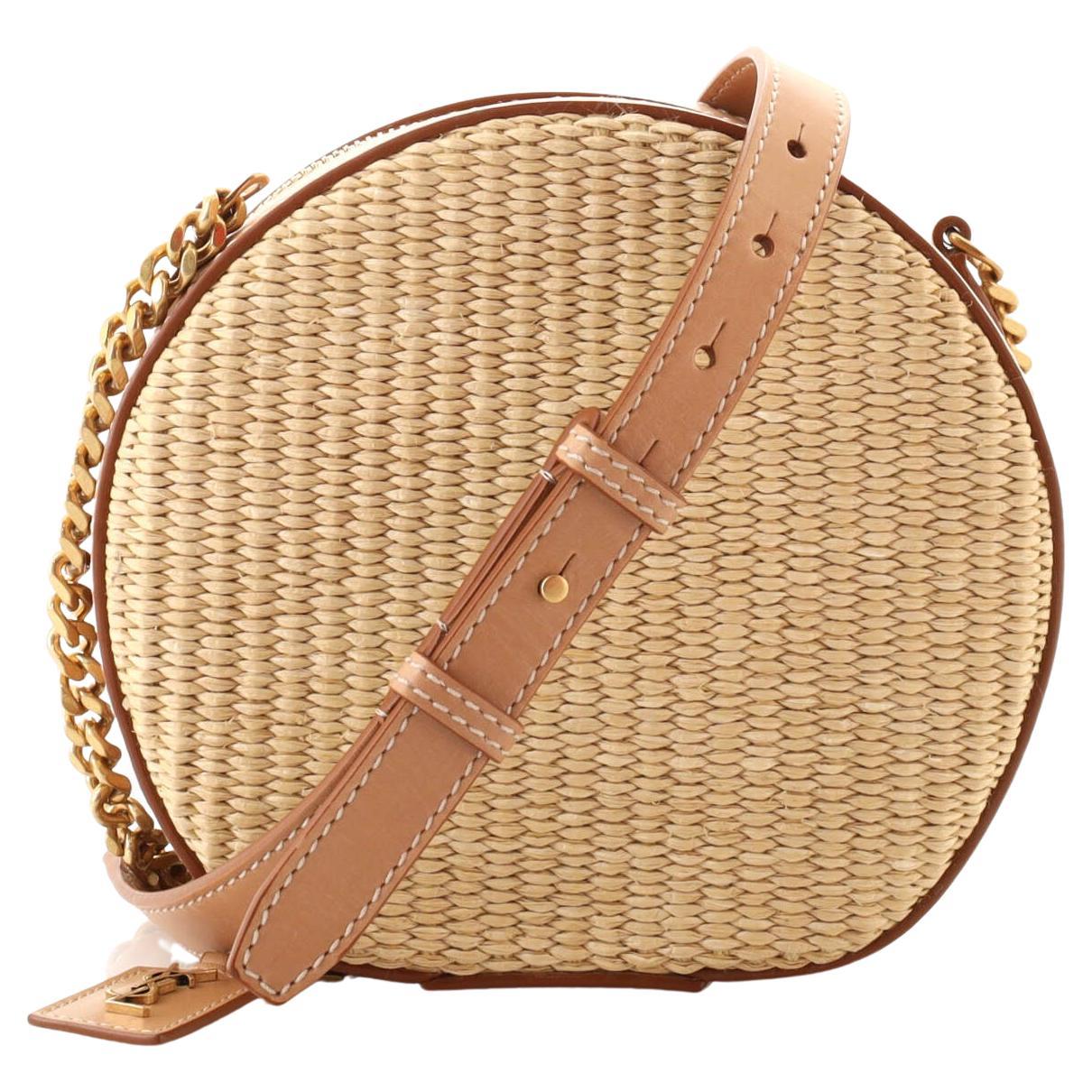 Saint Laurent Mica Shoulder Bag Raffia and Leather Small