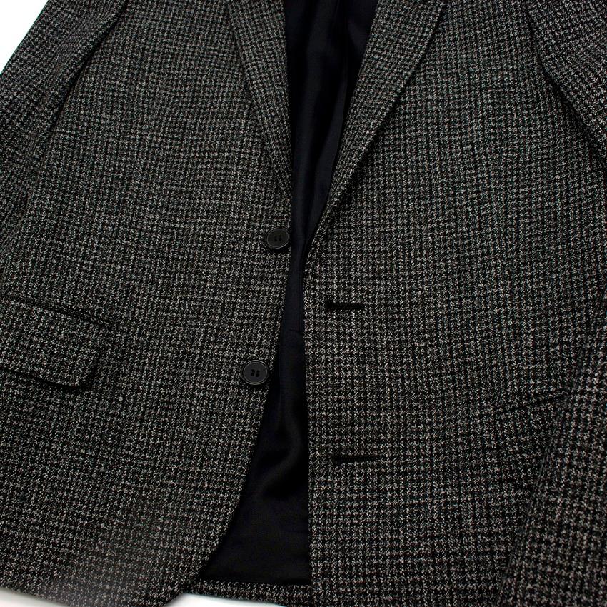 Black Saint Laurent Micro-Houndstooth Wool Single Breast 2 Button Blazer - US 2 For Sale