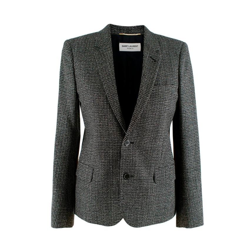 Saint Laurent Micro-Houndstooth Wool Single Breast 2 Button Blazer - US 2 For Sale