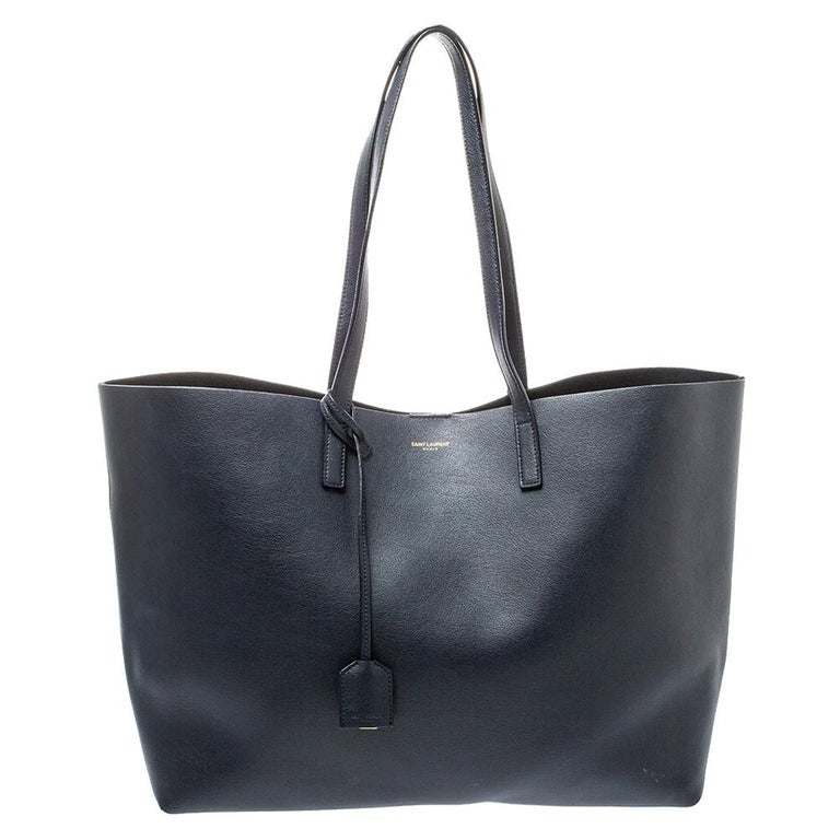 Saint Laurent Midnight Blue Leather E/W Shopper Tote For Sale at 1stDibs