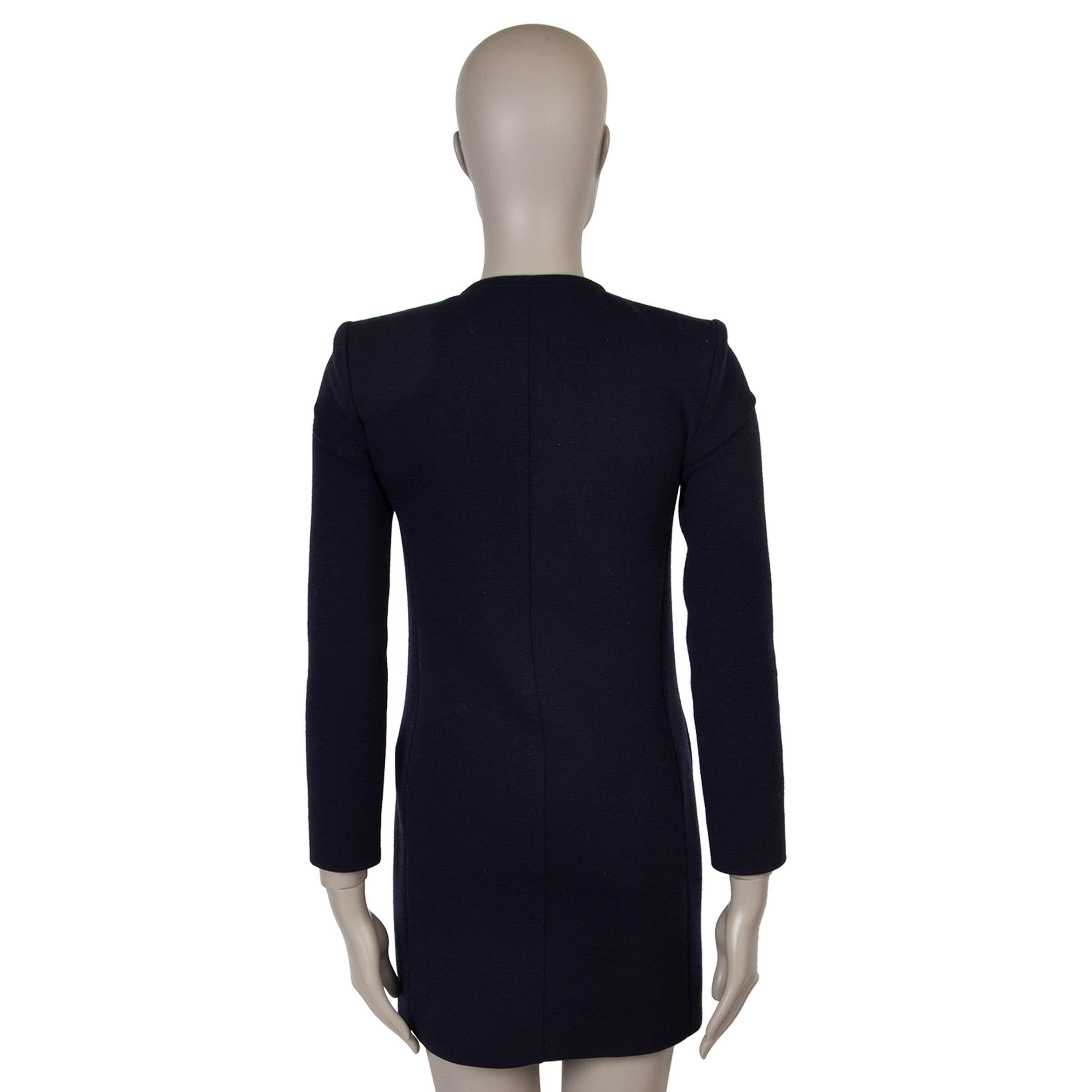 Nero SAINT LAURENT - Vestito MINI con zip in lana blu notte 2021 36 XS in vendita