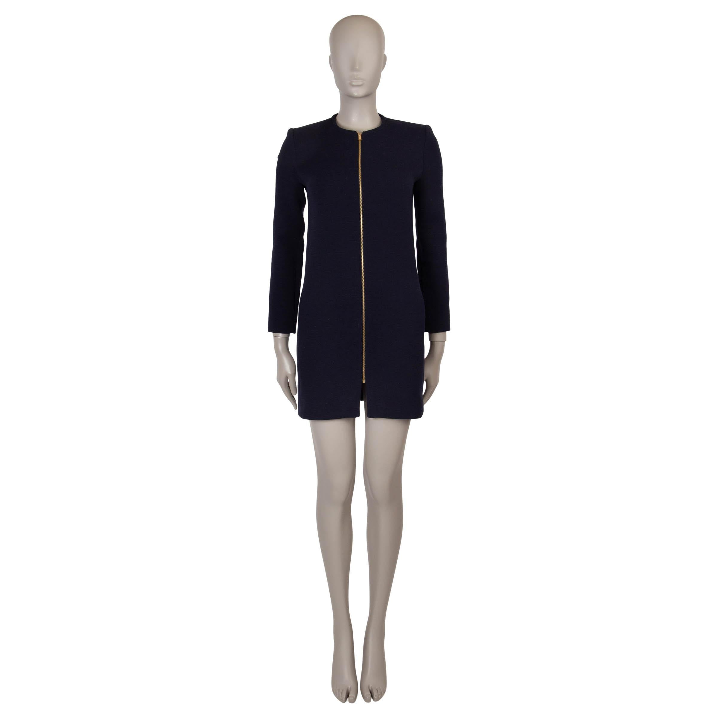 SAINT LAURENT - Vestito MINI con zip in lana blu notte 2021 36 XS In condizioni ottime in vendita a Zürich, CH