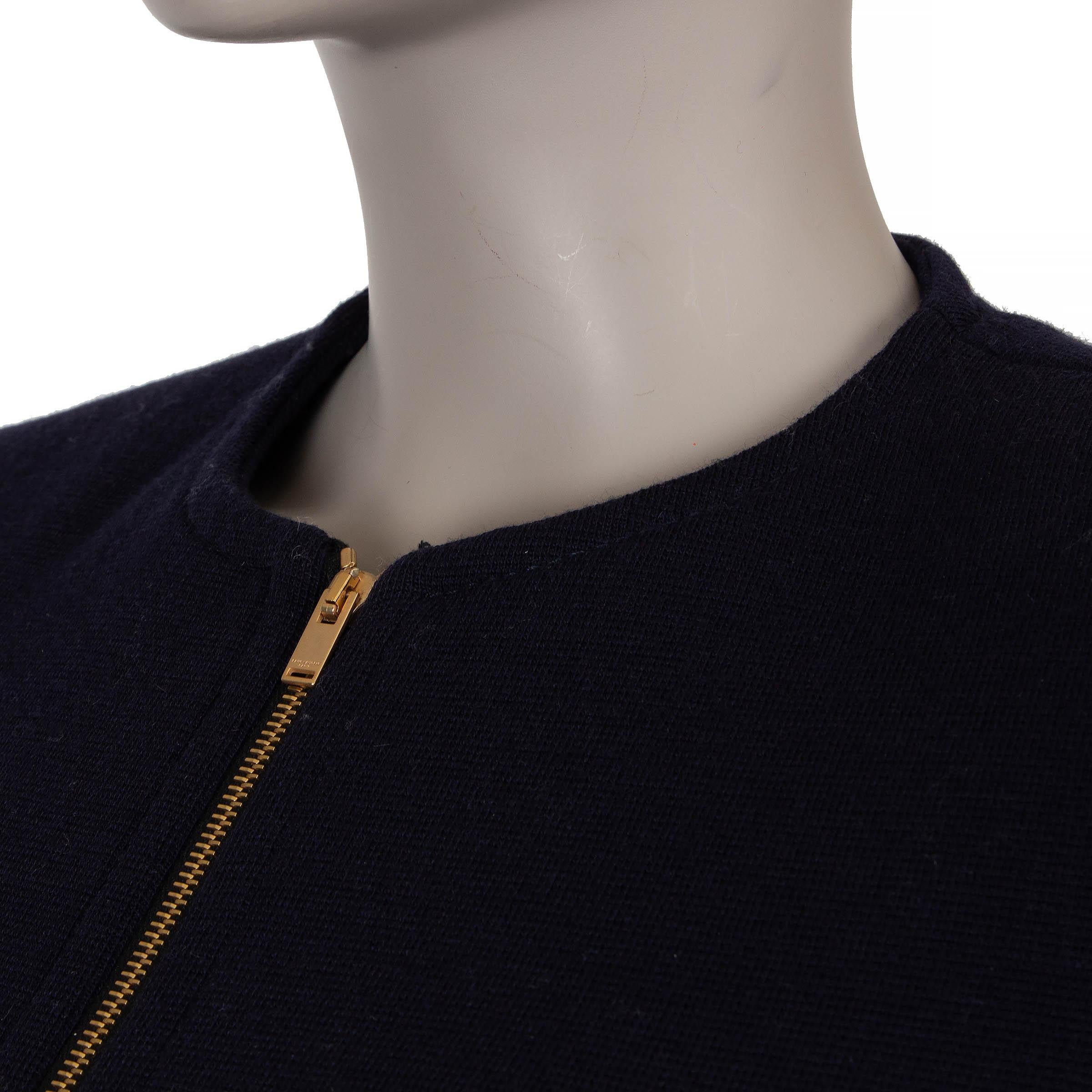 Donna SAINT LAURENT - Vestito MINI con zip in lana blu notte 2021 36 XS in vendita