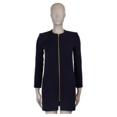 SAINT LAURENT midnight blue wool 2021 ZIP-FRONT JERSEY MINI Dress 36 XS