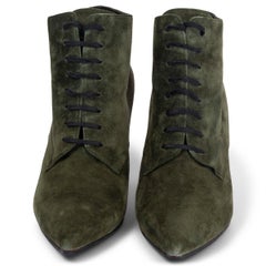SAINT LAURENT military green suede ERA 85 Ankle Boots Shoes 39.5