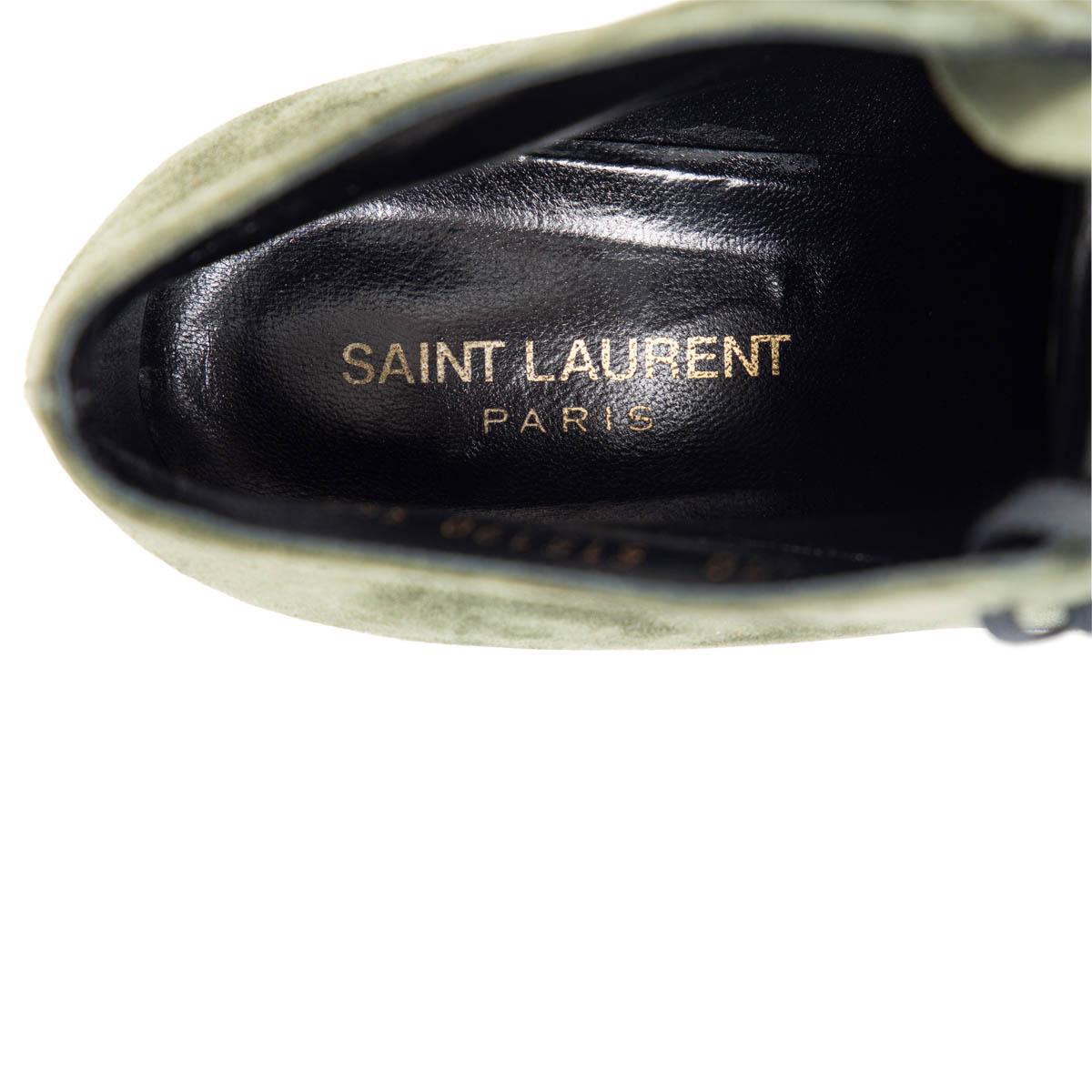 SAINT LAURENT military green suede ERA 85 Ankle Boots Shoes 39.5 For Sale 1