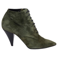 SAINT LAURENT military green suede ERA 85 Ankle Boots Shoes 39.5