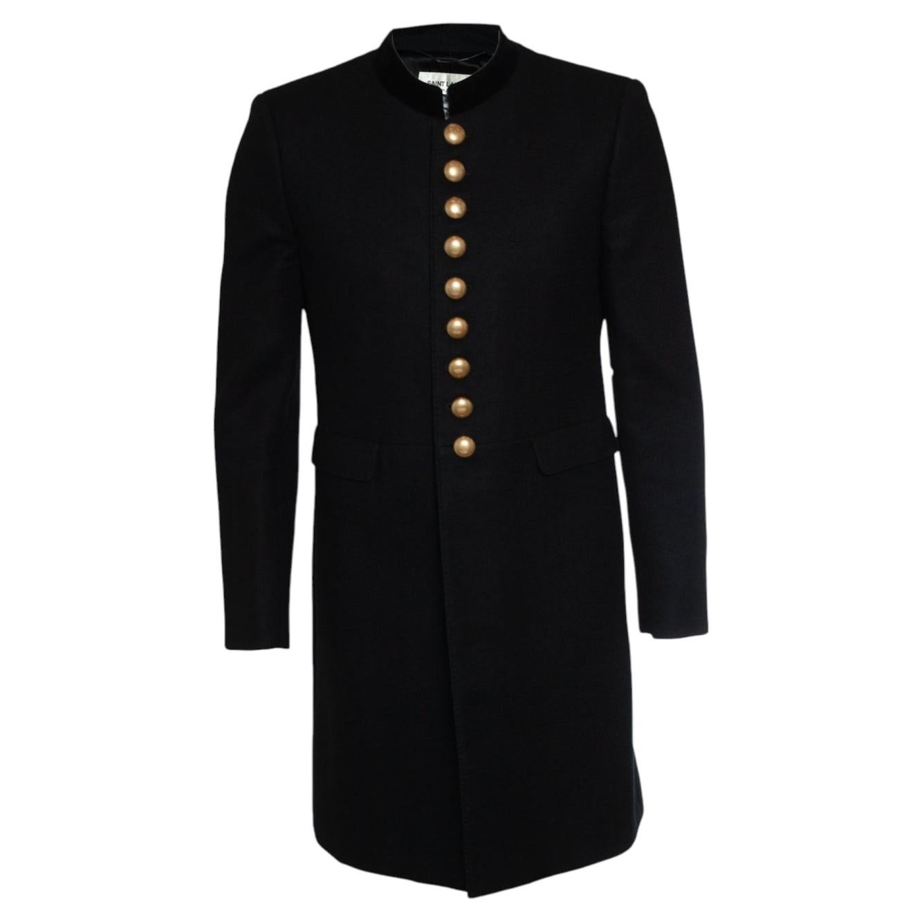 Saint Laurent, Military officer wool coat in black 2016