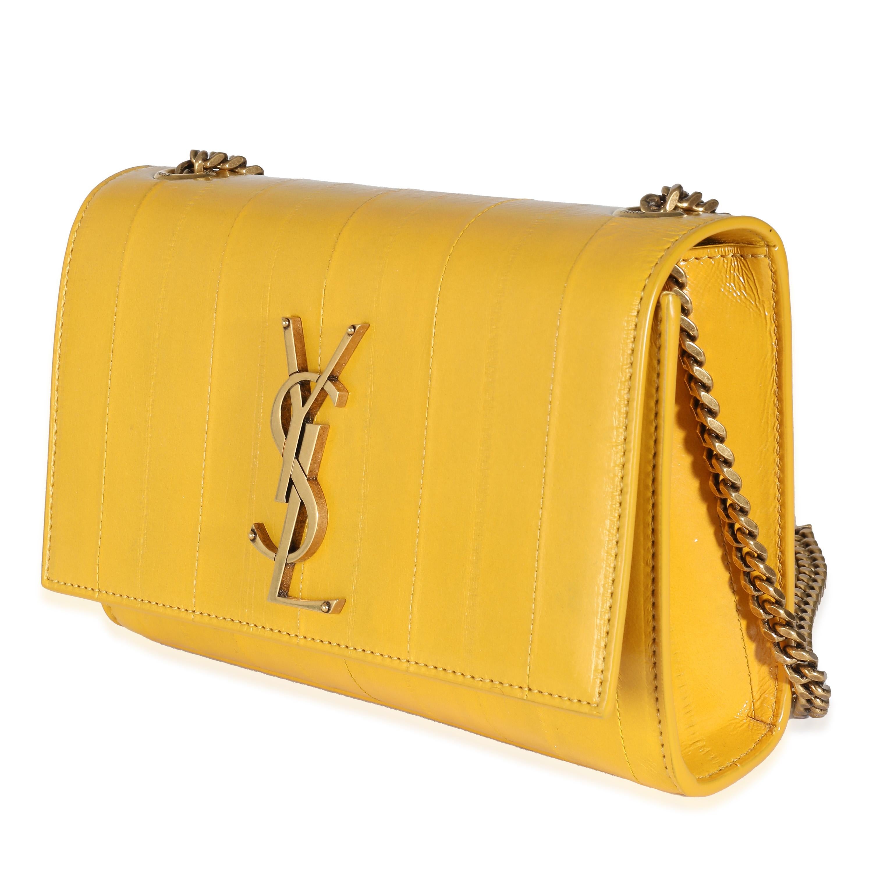 Women's or Men's Saint Laurent Mimosa Yellow Eel Skin Small Kate Chain Bag