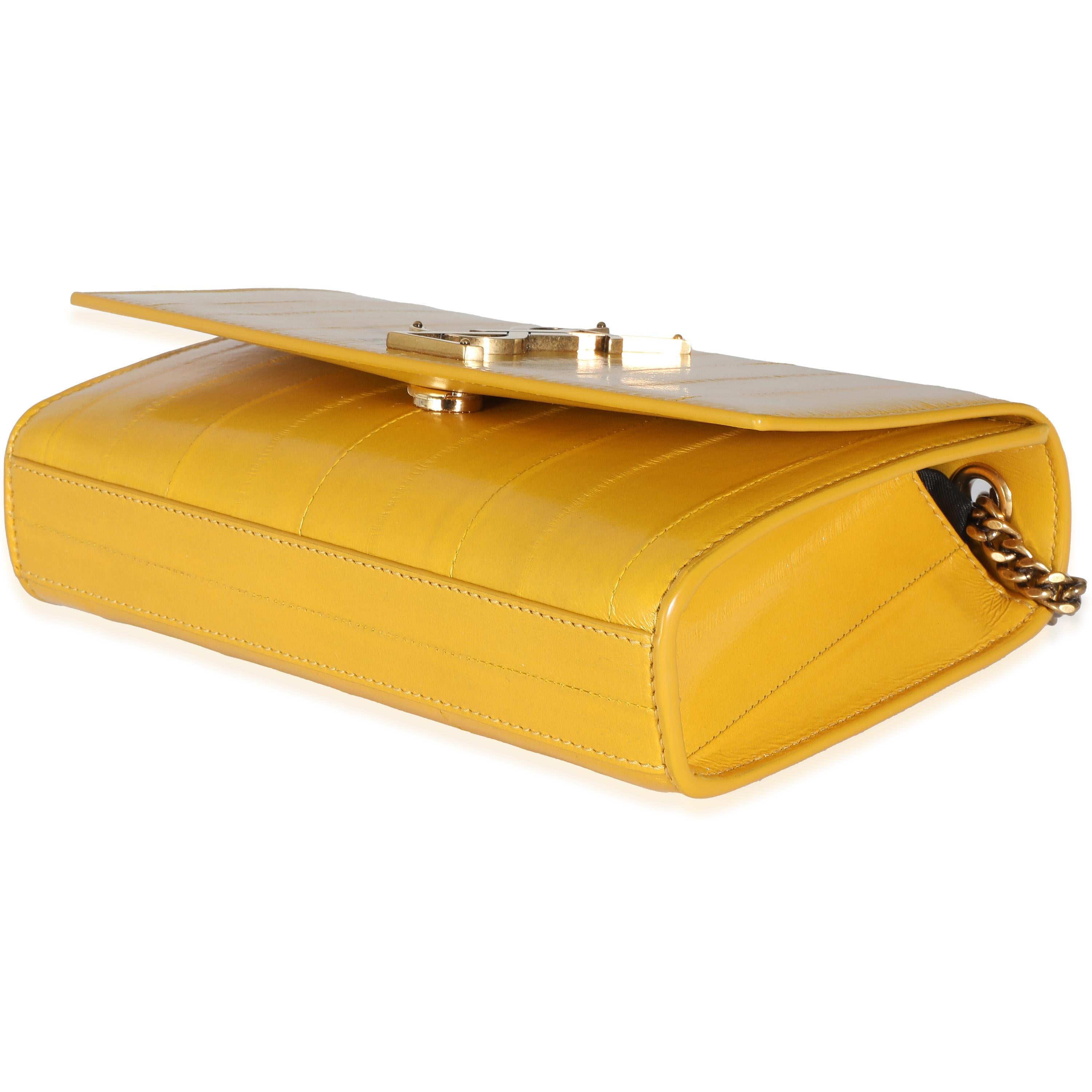 Saint Laurent Mimosa Yellow Eel Skin Small Kate Chain Bag 1