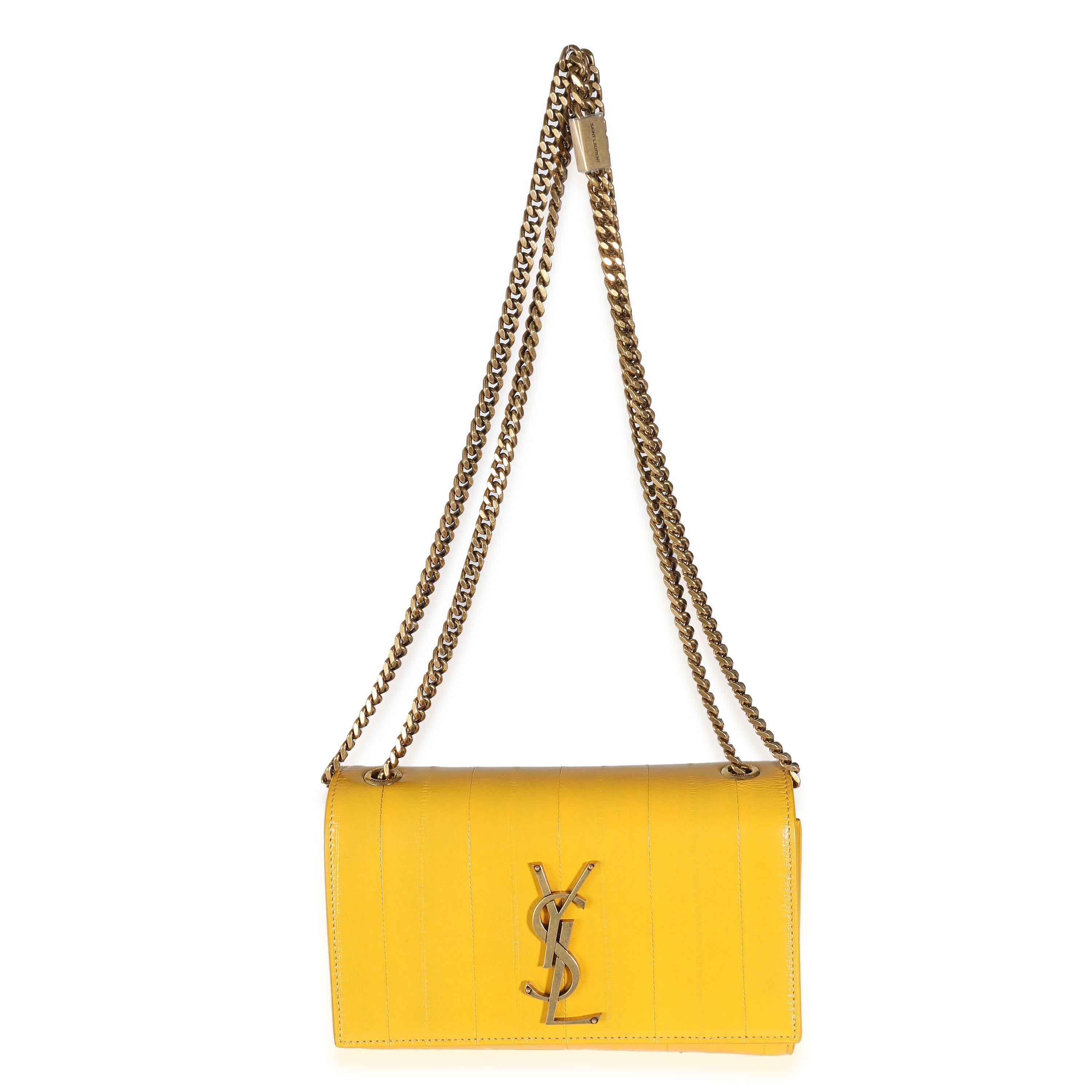 Saint Laurent Mimosa Yellow Eel Skin Small Kate Chain Bag 2