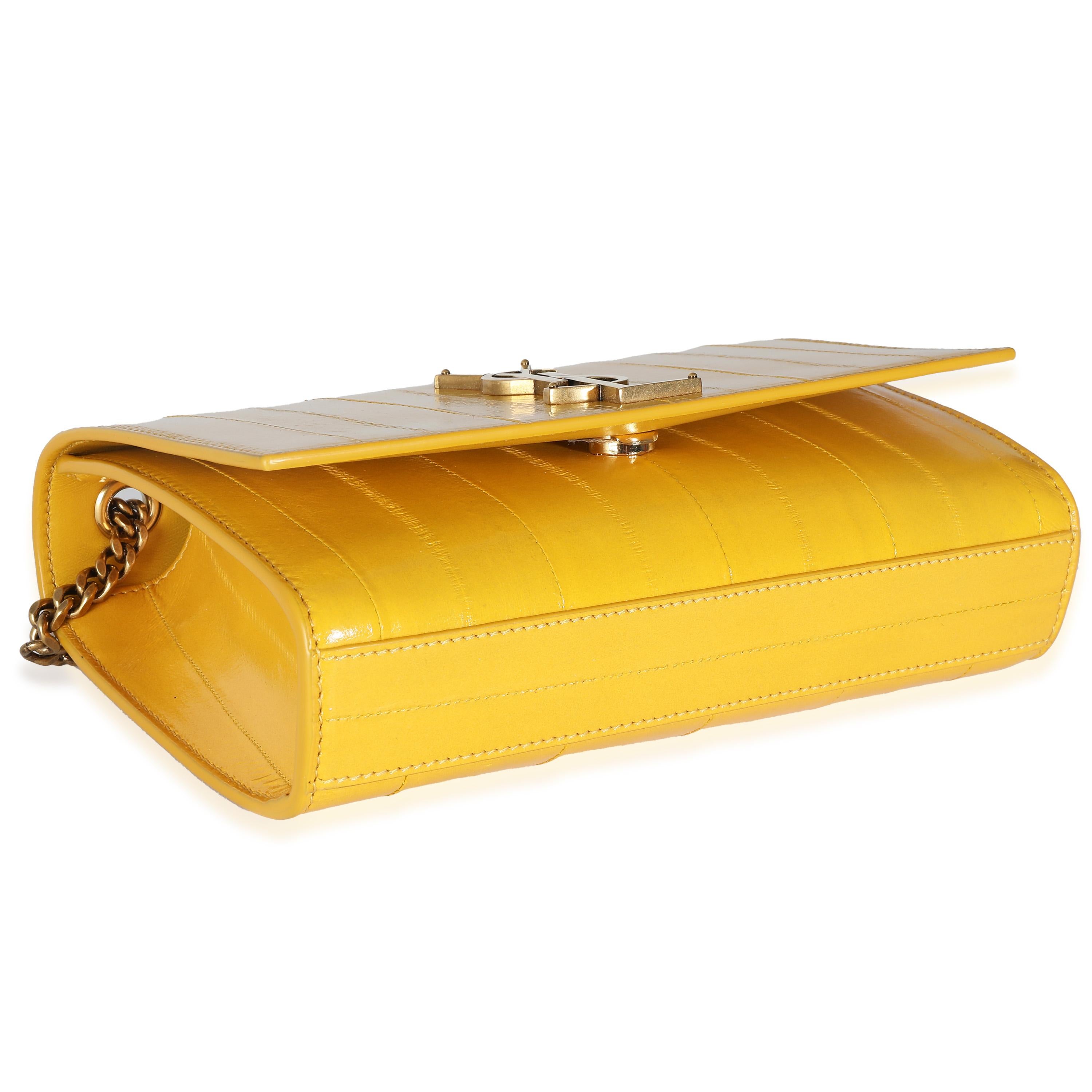 Saint Laurent Mimosa Yellow Eel Skin Small Kate Chain Bag 3