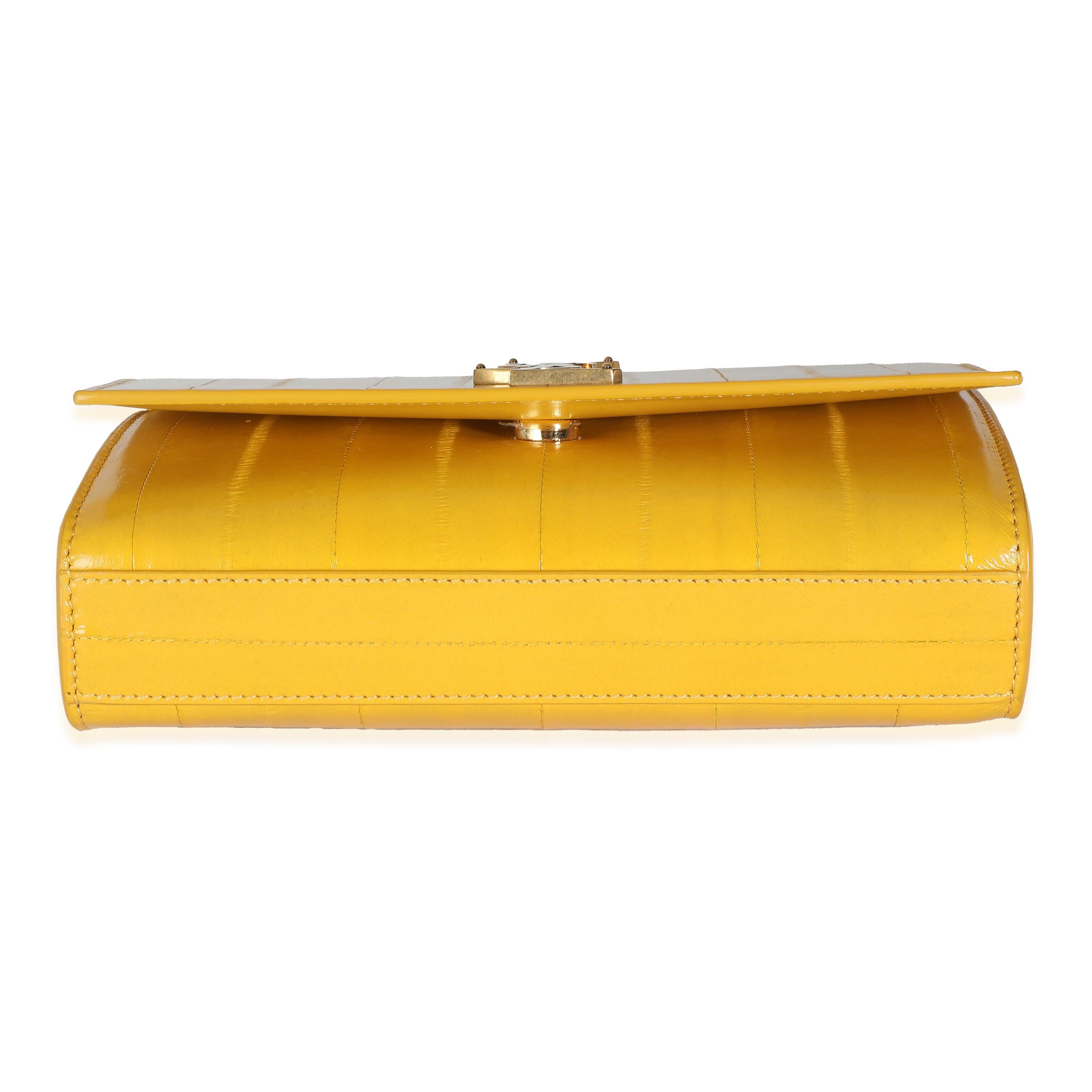 Saint Laurent Mimosa Yellow Eel Skin Small Kate Chain Bag 4