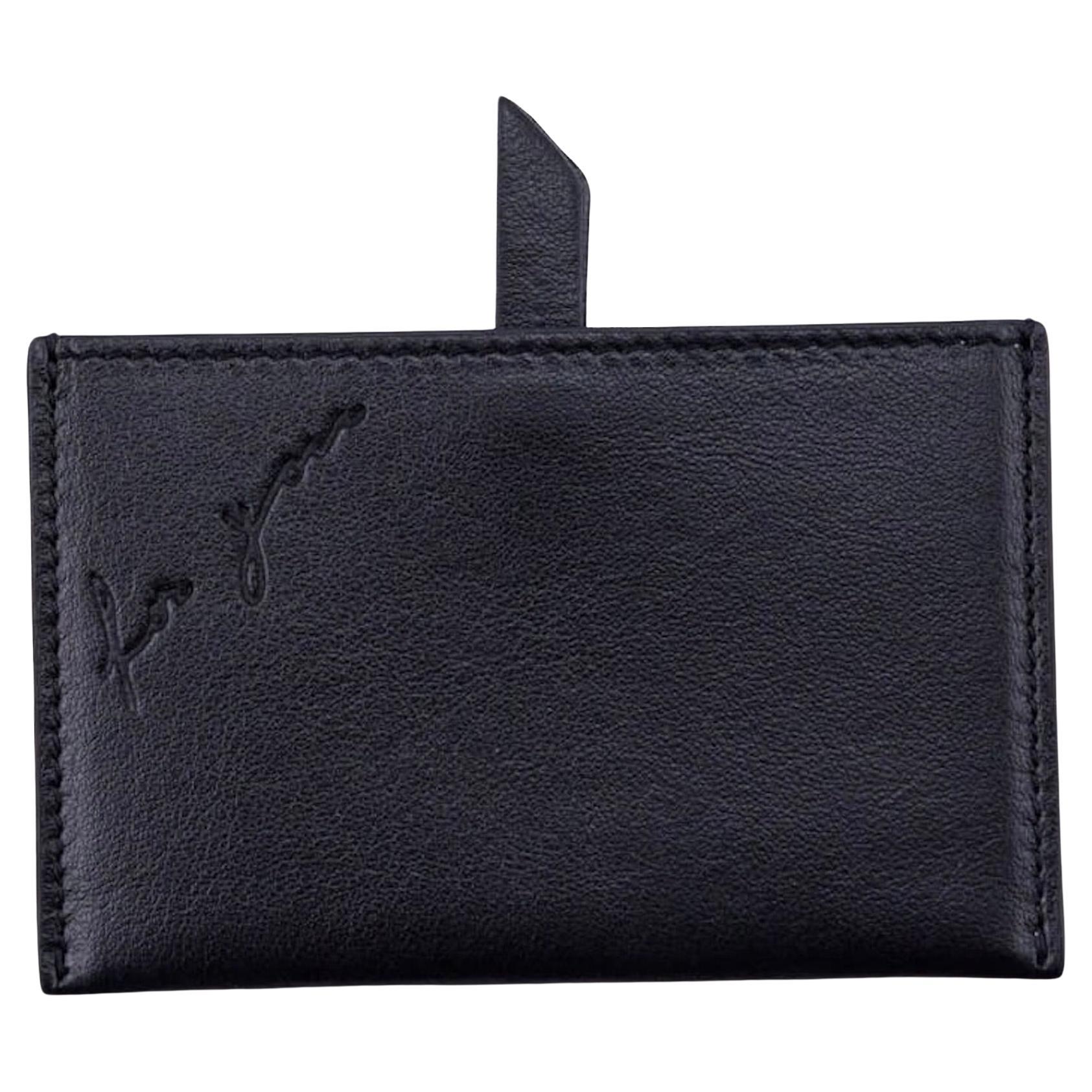 Saint Laurent Mirror Black Leather "For You" Card Holder For Sale