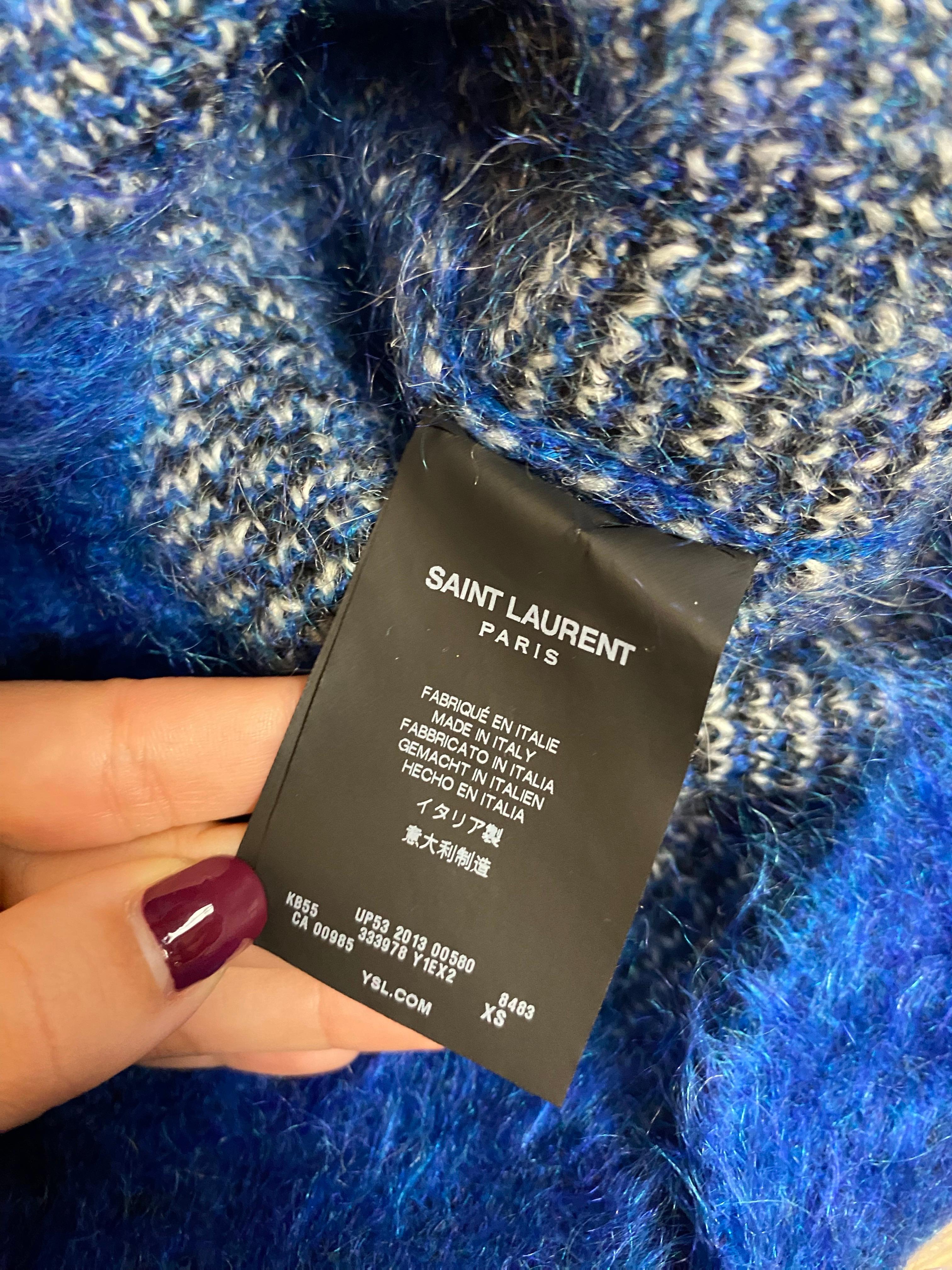 Saint Laurent Pullover aus blauem Mohair im Zustand „Hervorragend“ im Angebot in Carnate, IT